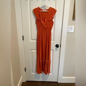 Monteau women’s Orange linen Maxi Dress